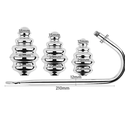 8826 Anal Hook GreatBenefit Set Ribbed Screw-in 0619